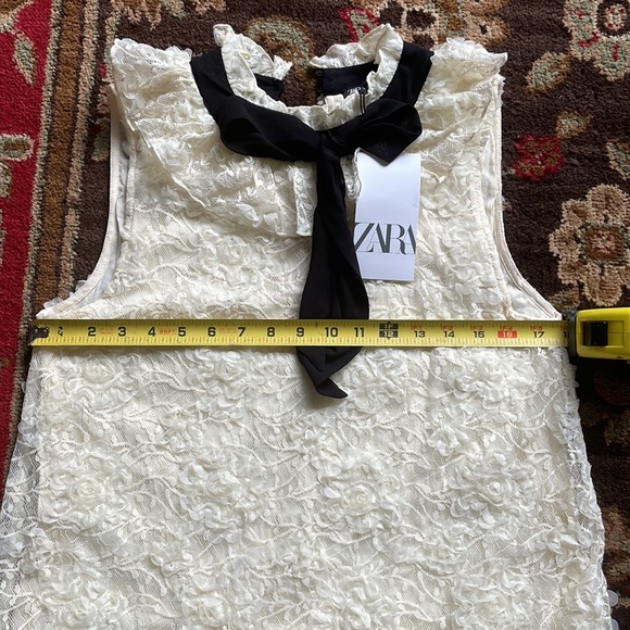 Zara sleeveless ruffled lace dress with dropped waist & contrasting necktie NWT - Picture 13 of 13